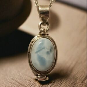 Larimar Poison Box Pendant Necklace